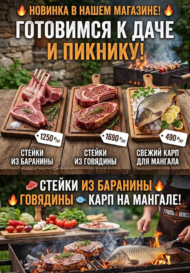 🥩 Новинки для мангала: стейки и карп